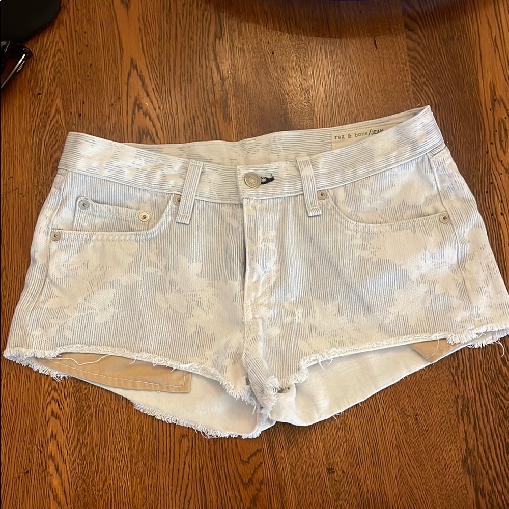 Rag & Bone Light Blue and White Jean Shorts